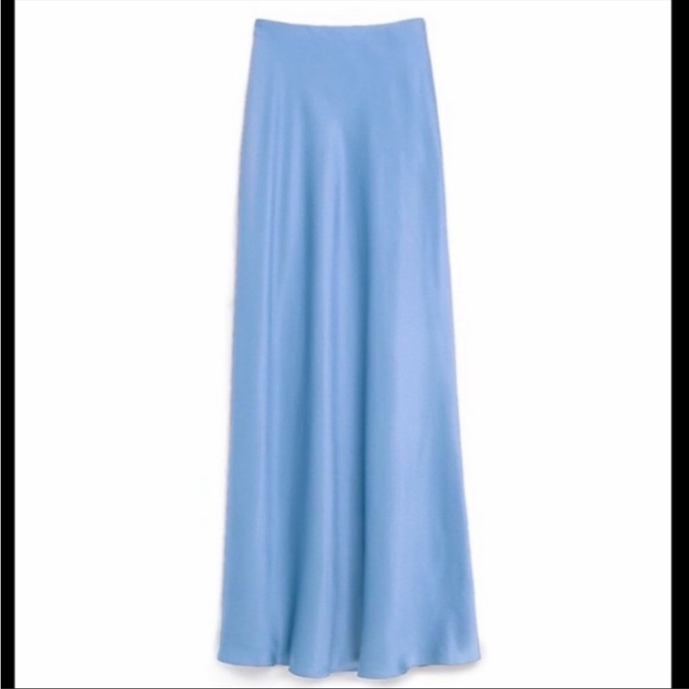 Express high waisted sky blue maxi satin skirt